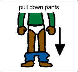 step 1 pull pants down